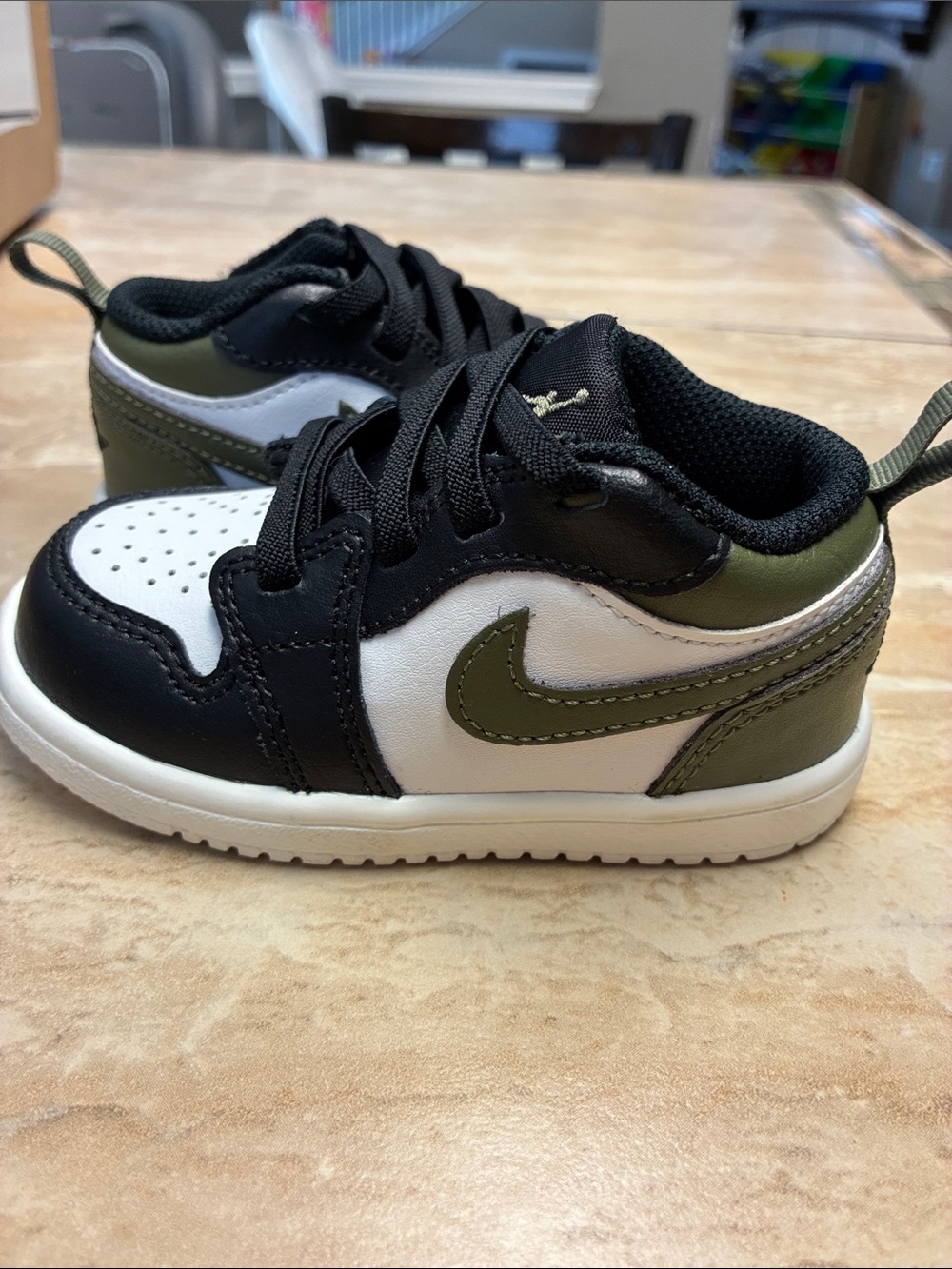 Toddler size 6 Jordan 1 Low ALT Black Medium Olive Sail White Shoes - Picture 2 of 11